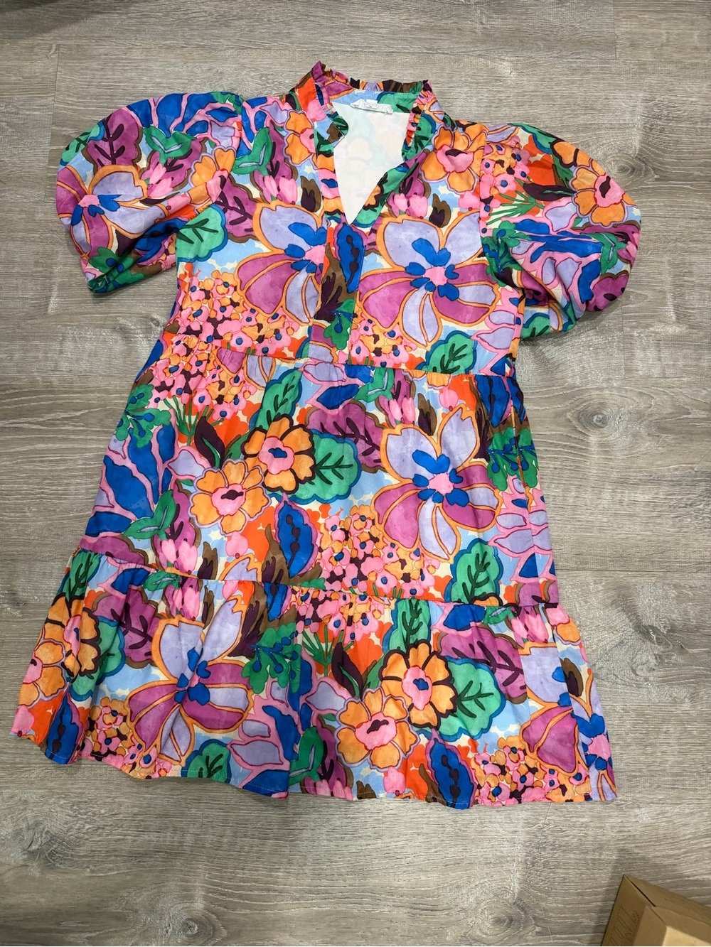 THML Multi-Color Floral Print Dress with Green Accents
